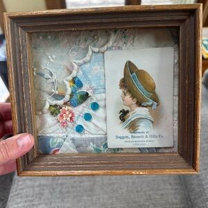 Vintage Framed Art with Blue Accents